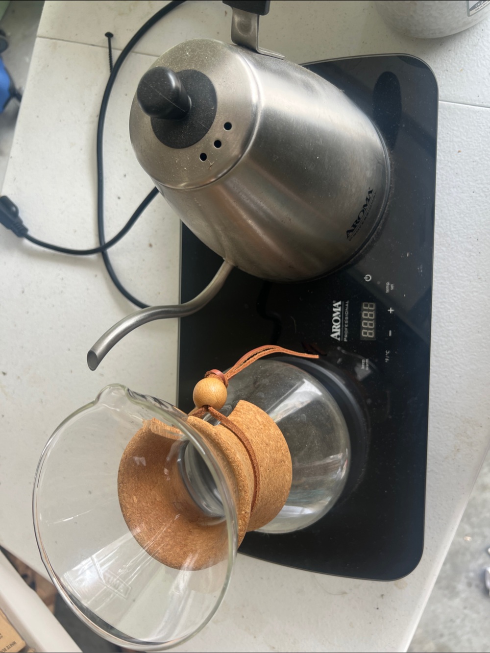 Aroma Black Digital Coffee Scale with Stainless Gooseneck Kettle